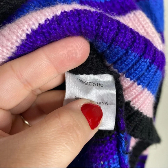 Lovers + Friends Revolve Pink Blue Striped V-Neck Sweater Women's Size Medium - Picture 9 of 10